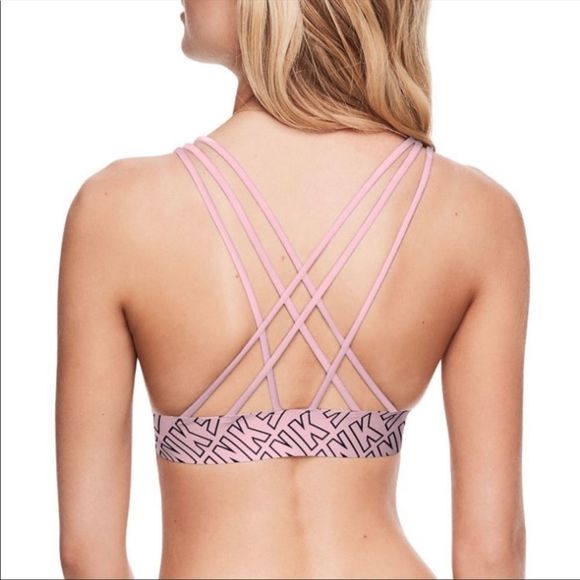 NWOT PINK Victoria’s Secret Logo Bonded Triangle Bralette Medium - Picture 2 of 7